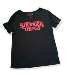 Stranger Things Women’s Shirt Netflix Official Merchandise Black TShirt Size S